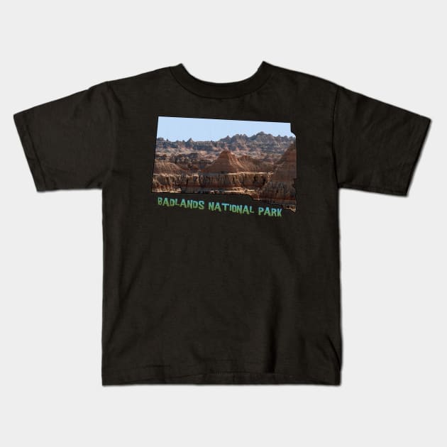 South Dakota State Outline (Badlands National Park) Kids T-Shirt by gorff